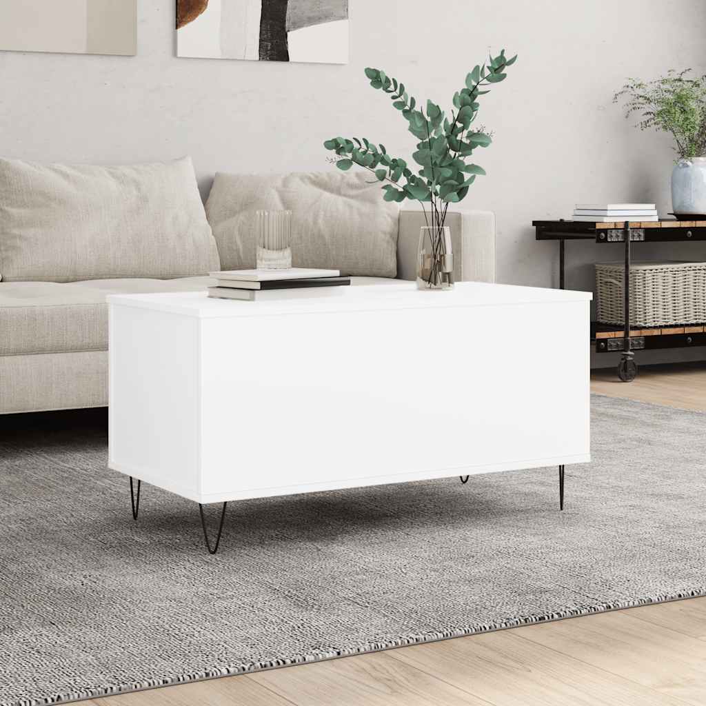 Tavolino da Salotto Bianco 90x44,5x45 cm in Legno Multistrato | homemem39