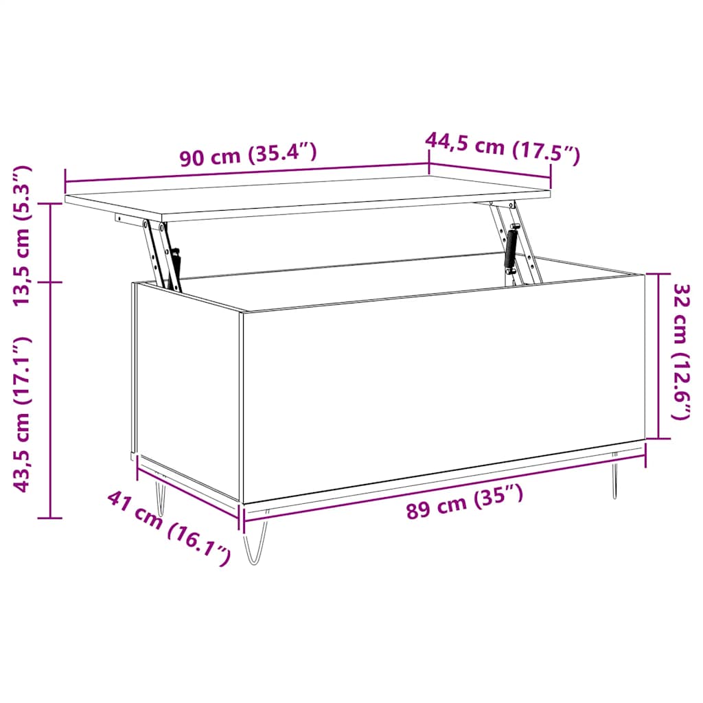 Tavolino da Salotto Nero 90x44,5x45 cm in Legno Multistrato | homemem39