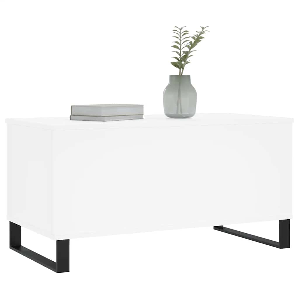 Tavolino da Salotto Bianco 90x44,5x45 cm in Legno Multistrato