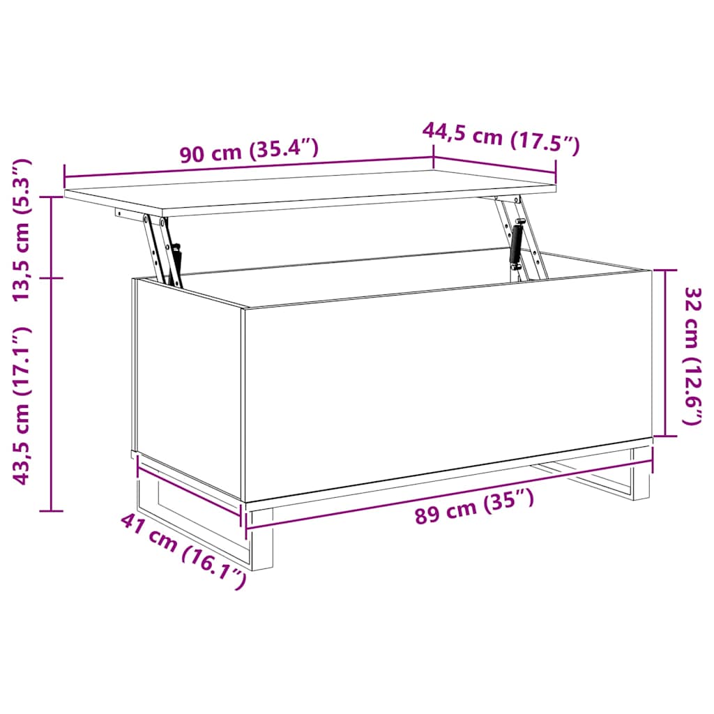 Tavolino da Salotto Bianco 90x44,5x45 cm in Legno Multistrato | homemem39