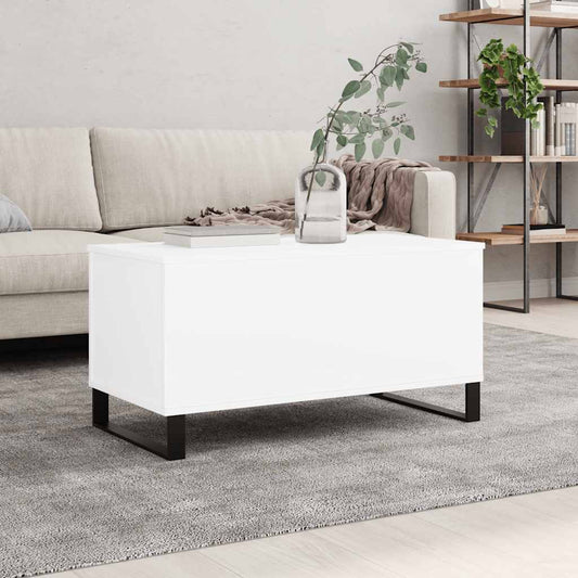 Tavolino da Salotto Bianco 90x44,5x45 cm in Legno Multistrato | homemem39