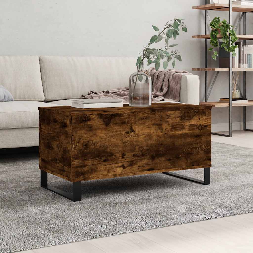 Tavolino da Salotto Rovere Fumo 90x44,5x45 cm Legno Multistrato | homemem39