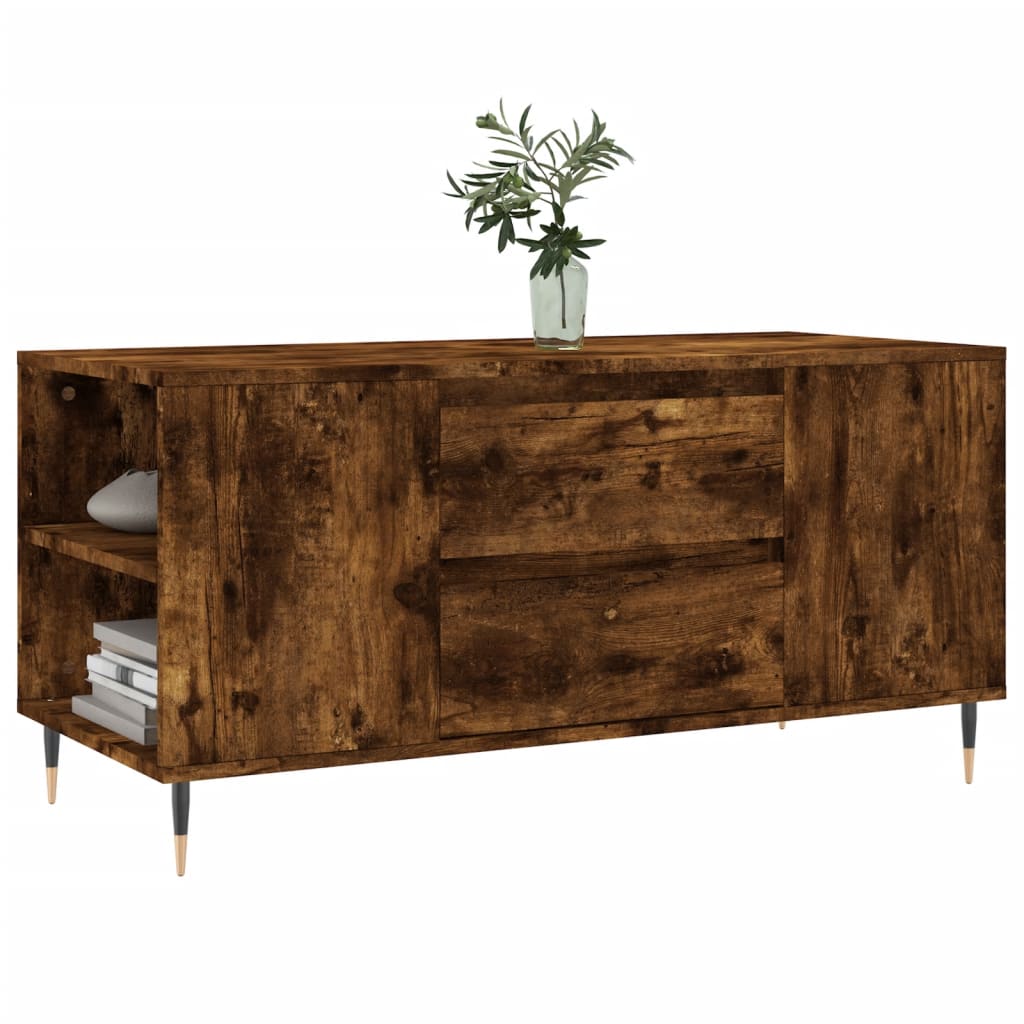 Tavolino da Salotto Rovere Fumo 102x44,5x50cm Legno Multistrato | homemem39