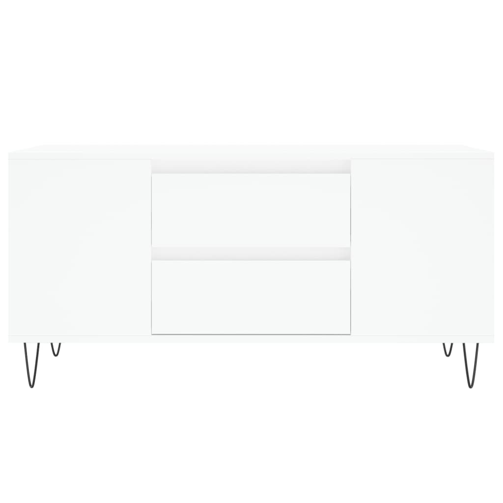 Tavolino da Salotto Bianco 102x44,5x50 cm in Legno Multistrato | homemem39