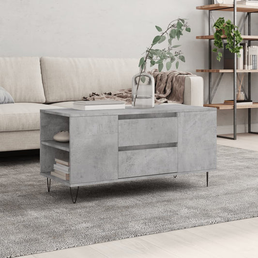 Tavolino Salotto Grigio Cemento 102x44,5x50cm Legno Multistrato | homemem39