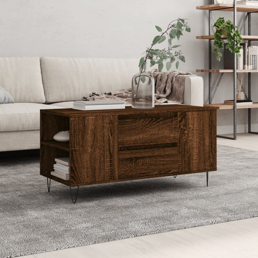 Tavolino Salotto Rovere Marrone 102x44,5x50cm Legno Multistrato | homemem39