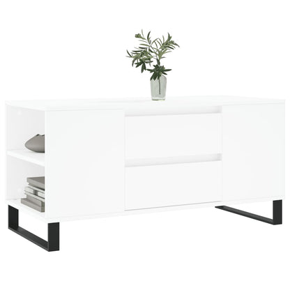 Tavolino da Salotto Bianco 102x44,5x50 cm in Legno Multistrato | homemem39