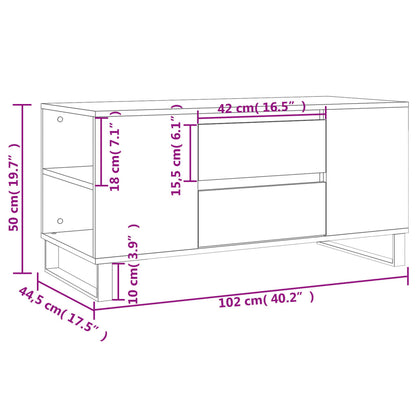 Tavolino da Salotto Bianco 102x44,5x50 cm in Legno Multistrato | homemem39