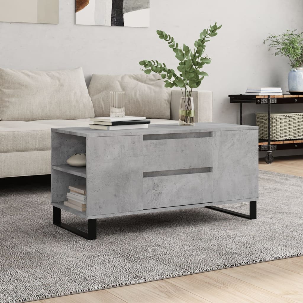Tavolino Salotto Grigio Cemento 102x44,5x50cm Legno Multistrato | homemem39