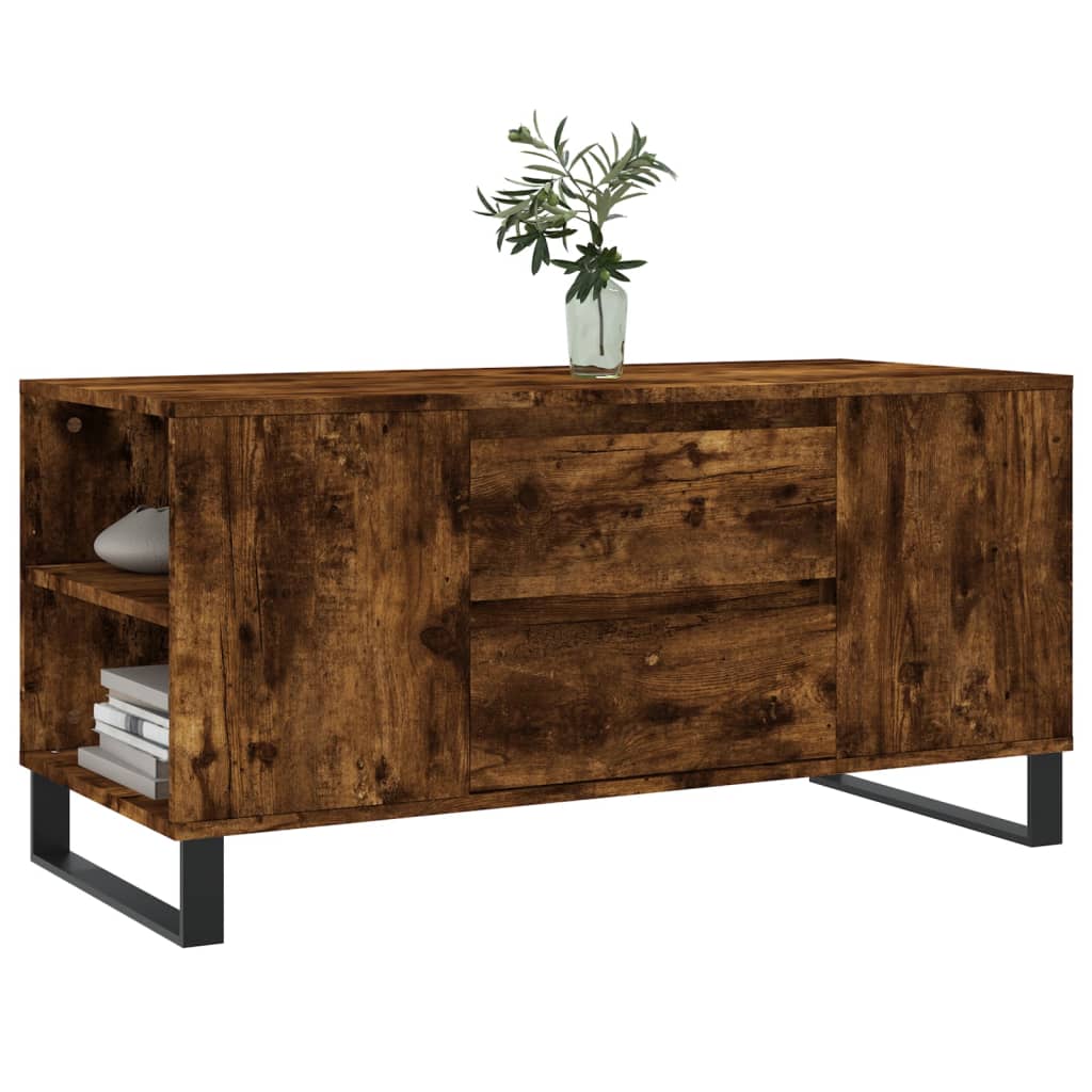 Tavolino da Salotto Rovere Fumo 102x44,5x50cm Legno Multistrato | homemem39