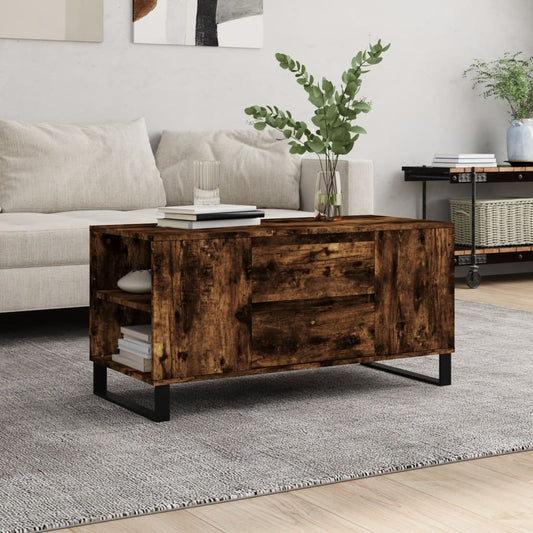 Tavolino da Salotto Rovere Fumo 102x44,5x50cm Legno Multistrato | homemem39