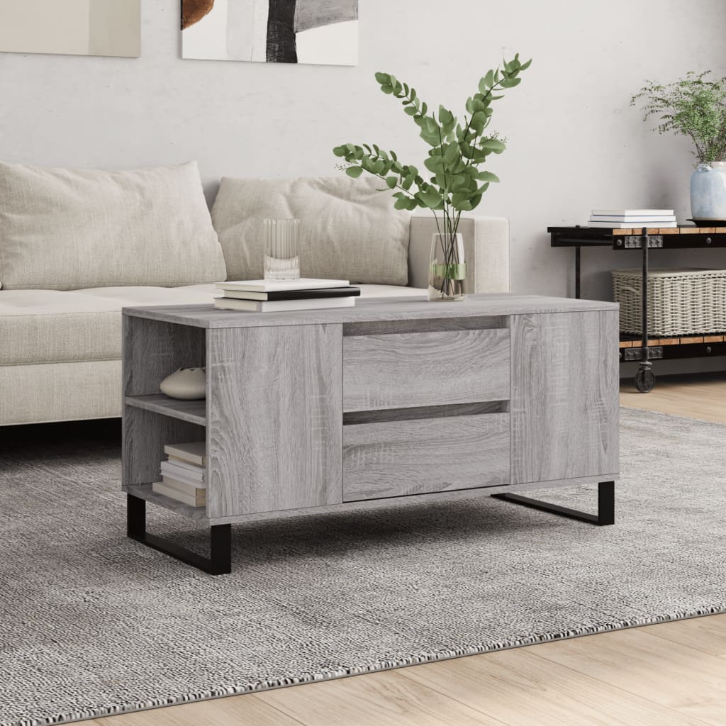 Tavolino Salotto Grigio Sonoma 102x44,5x50 cm Legno Multistrato | homemem39