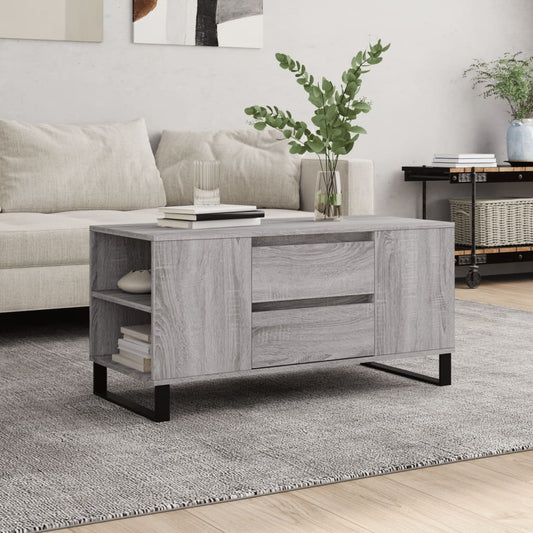 Tavolino Salotto Grigio Sonoma 102x44,5x50 cm Legno Multistrato | homemem39