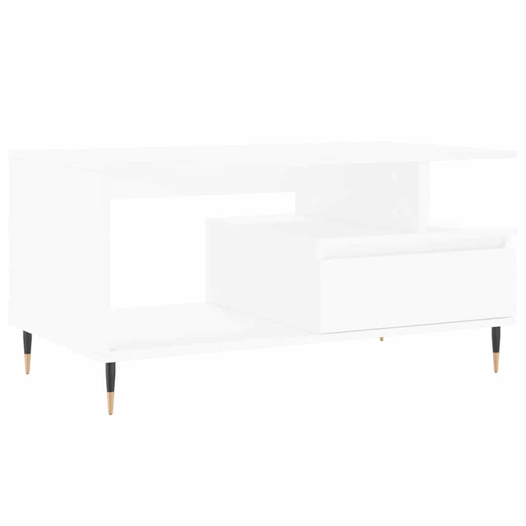 Tavolino da Salotto Bianco 90x49x45 cm in Legno Multistrato | homemem39