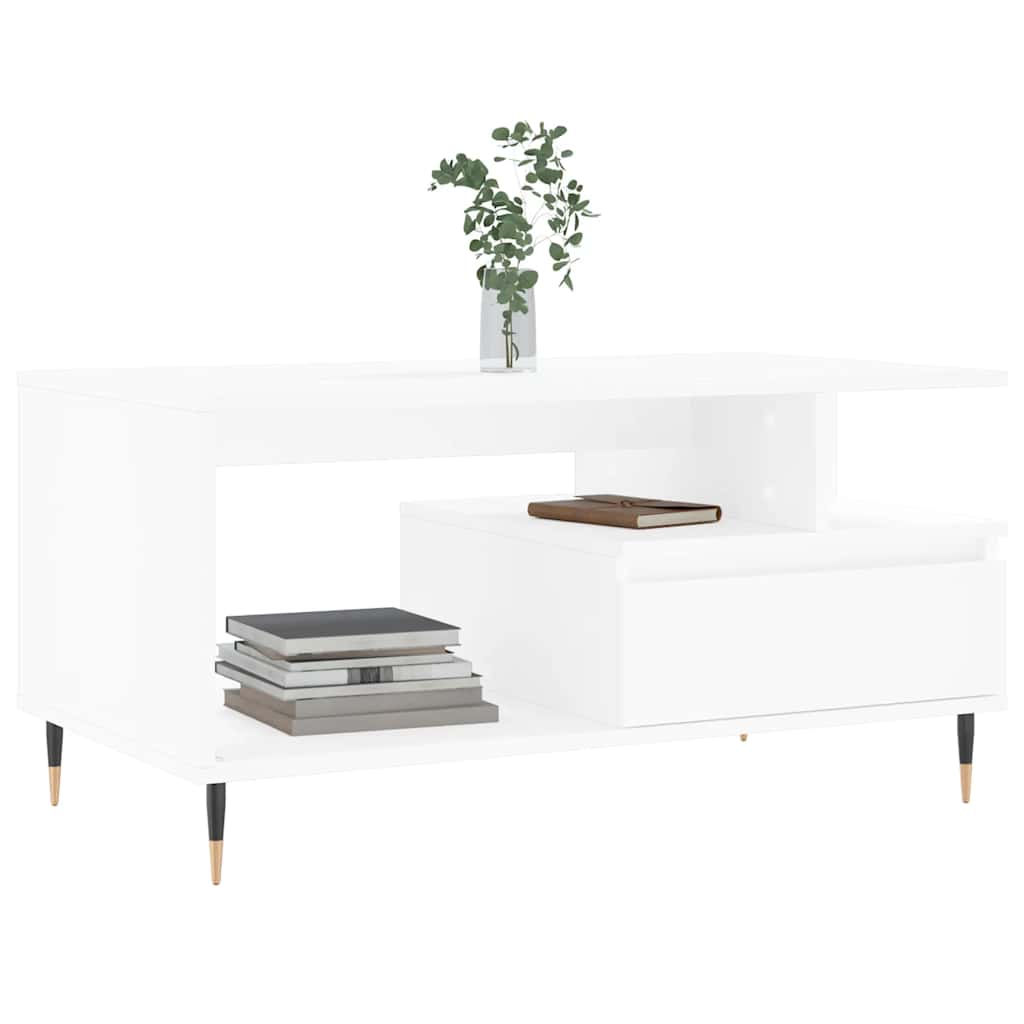 Tavolino da Salotto Bianco 90x49x45 cm in Legno Multistrato | homemem39