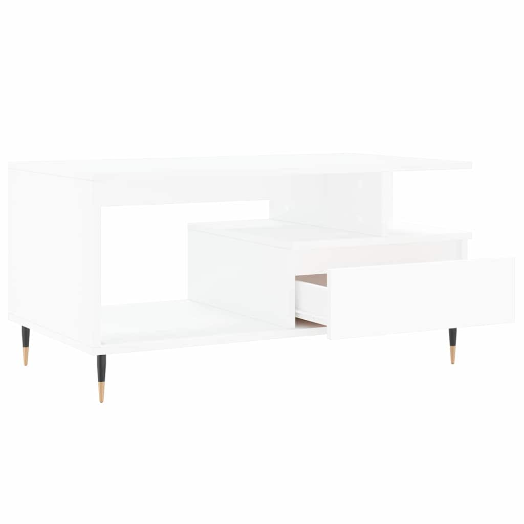 Tavolino da Salotto Bianco 90x49x45 cm in Legno Multistrato | homemem39