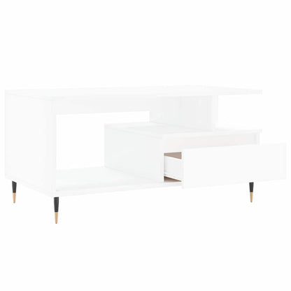 Tavolino da Salotto Bianco 90x49x45 cm in Legno Multistrato | homemem39