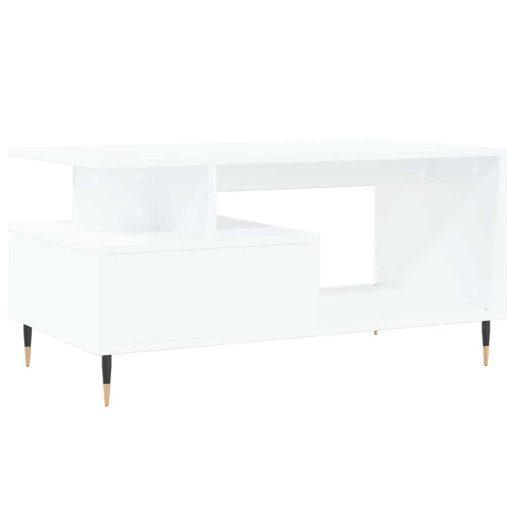 Tavolino da Salotto Bianco 90x49x45 cm in Legno Multistrato | homemem39