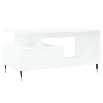 Tavolino da Salotto Bianco 90x49x45 cm in Legno Multistrato | homemem39