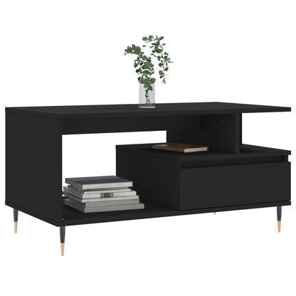 Tavolino da Salotto Nero 90x49x45 cm in Legno Multistrato | homemem39