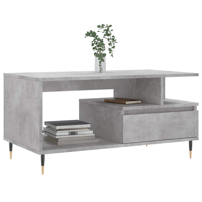 Tavolino Salotto Grigio Cemento 90x49x45 cm Legno Multistrato | homemem39