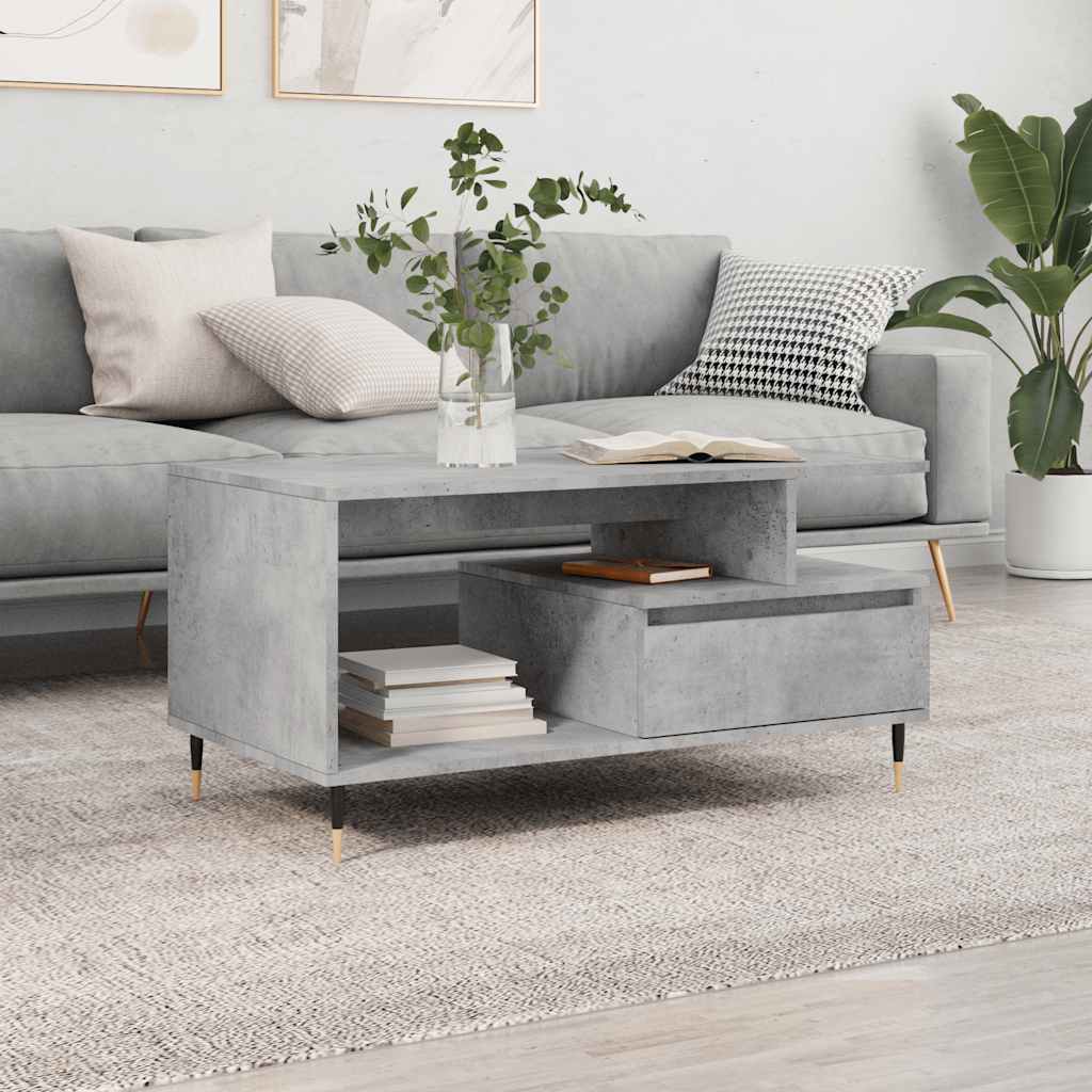 Tavolino Salotto Grigio Cemento 90x49x45 cm Legno Multistrato | homemem39