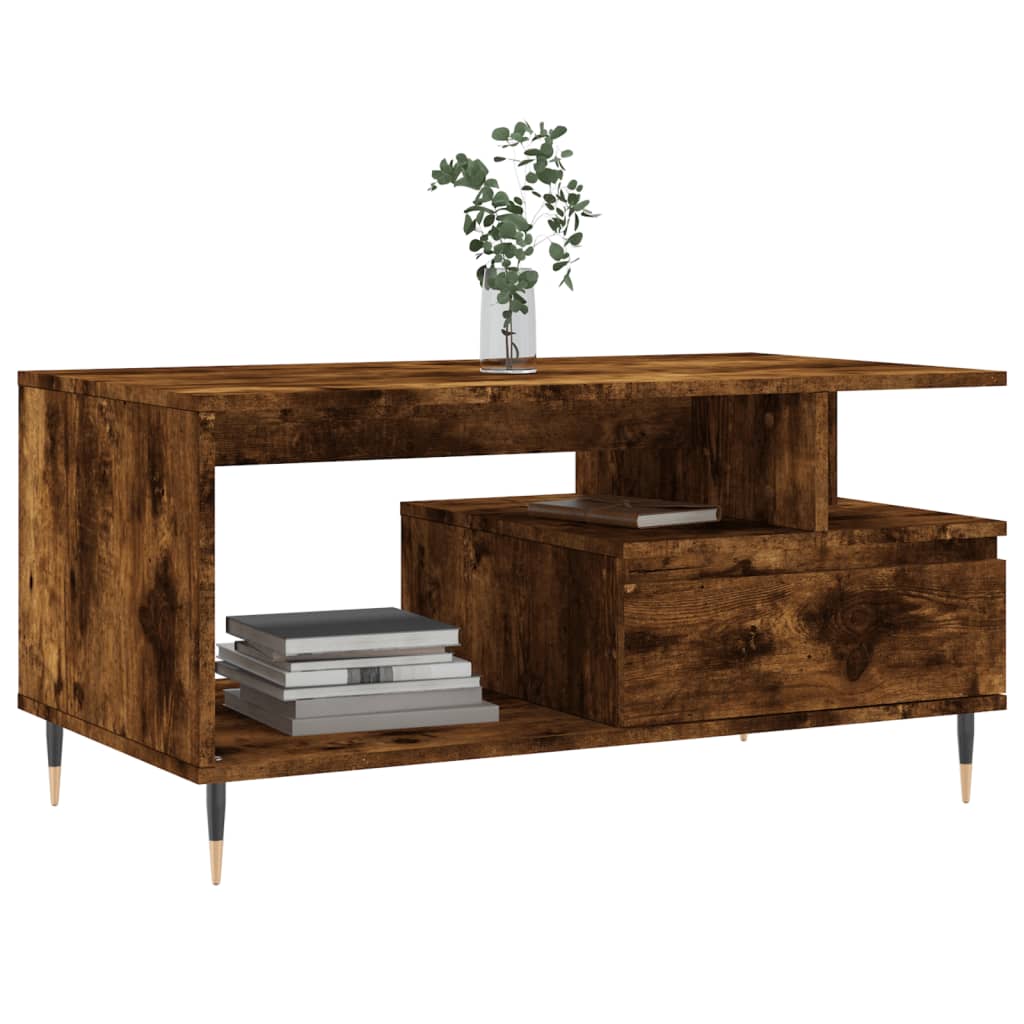Tavolino da Salotto Rovere Fumo 90x49x45 cm Legno Multistrato | homemem39