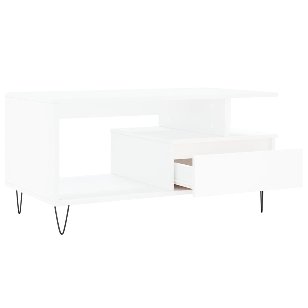 Tavolino da Salotto Bianco 90x49x45 cm in Legno Multistrato | homemem39