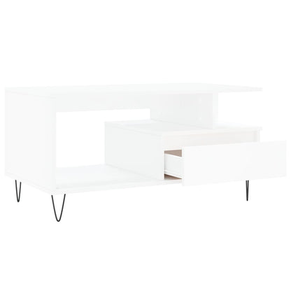 Tavolino da Salotto Bianco 90x49x45 cm in Legno Multistrato | homemem39