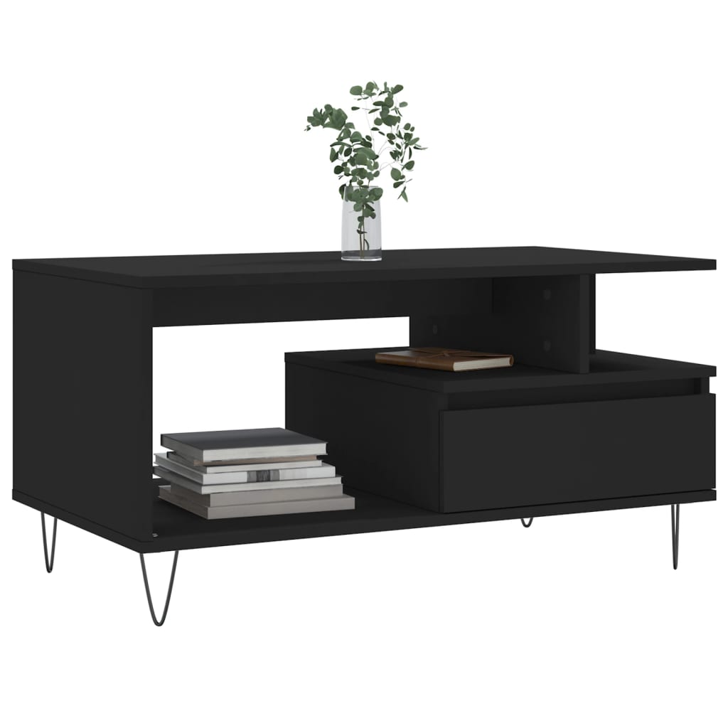 Tavolino da Salotto Nero 90x49x45 cm in Legno Multistrato | homemem39