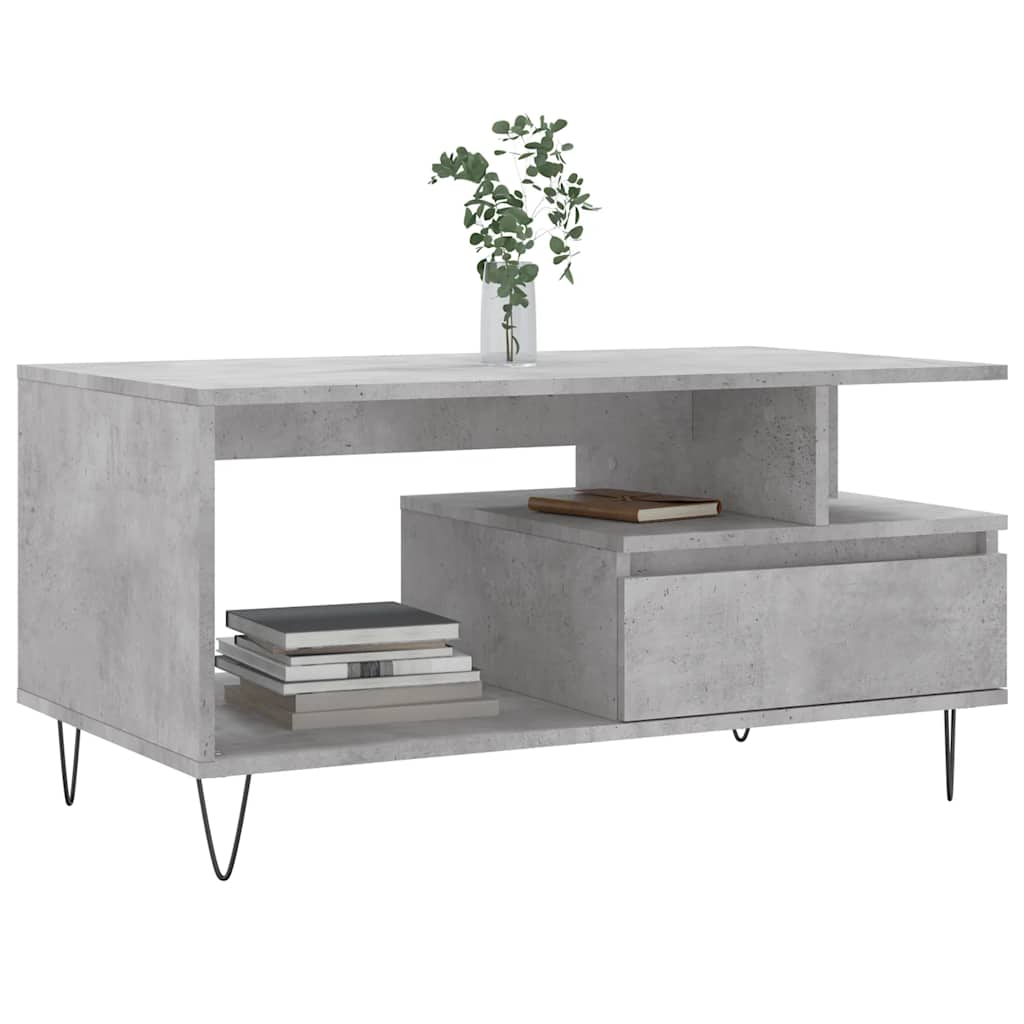 Tavolino Salotto Grigio Cemento 90x49x45 cm Legno Multistrato | homemem39