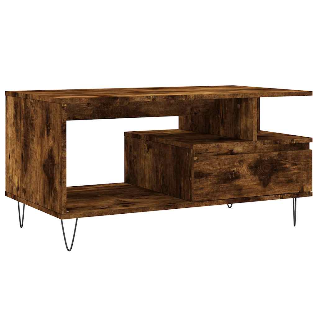 Tavolino da Salotto Rovere Fumo 90x49x45 cm Legno Multistrato | homemem39