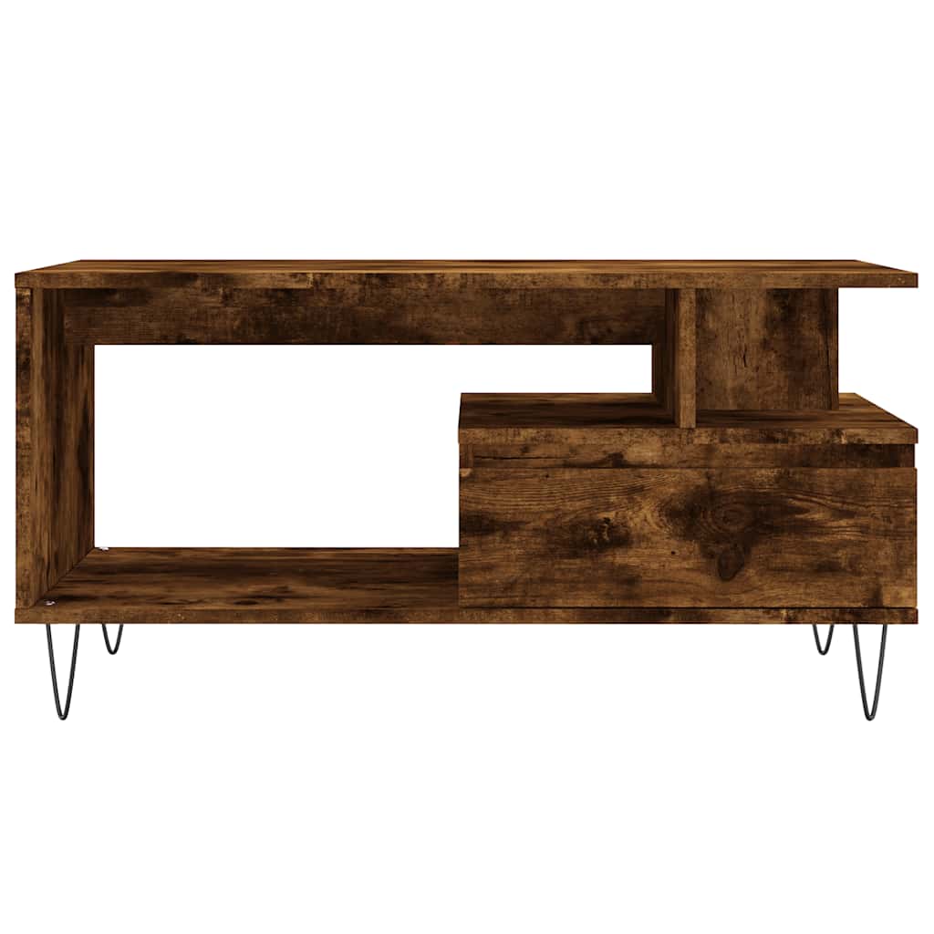 Tavolino da Salotto Rovere Fumo 90x49x45 cm Legno Multistrato | homemem39