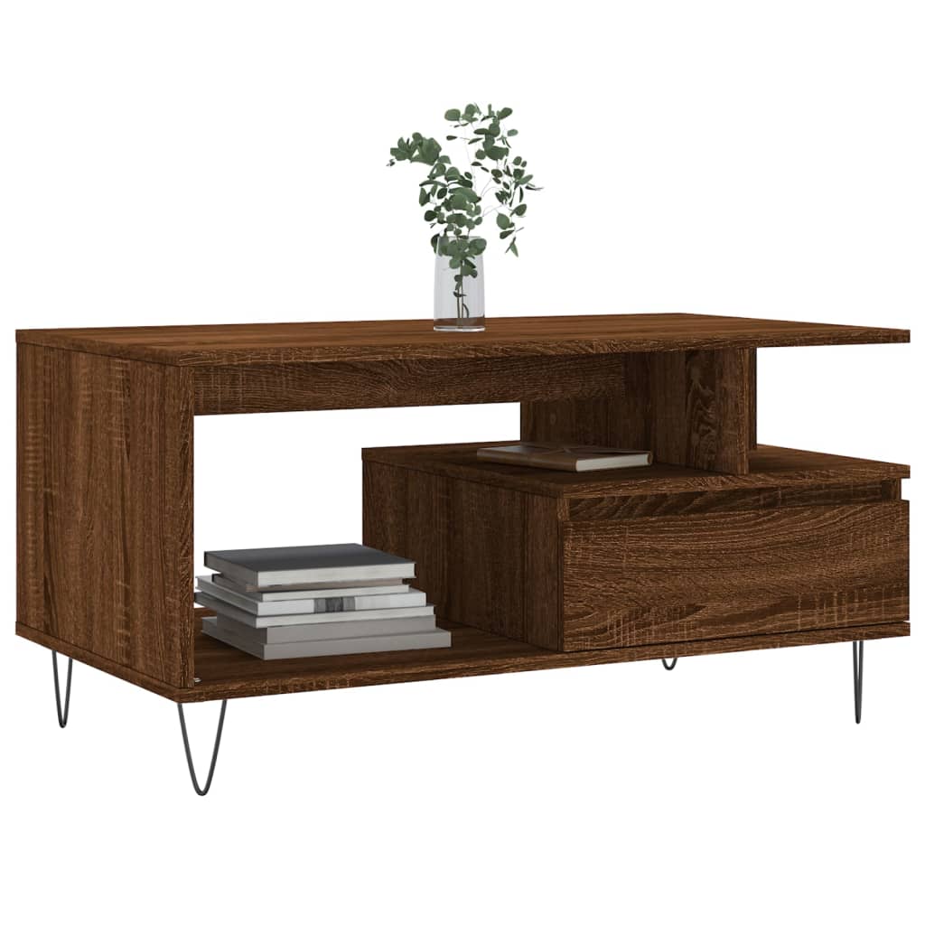 Tavolino Salotto Rovere Marrone 90x49x45 cm Legno Multistrato | homemem39