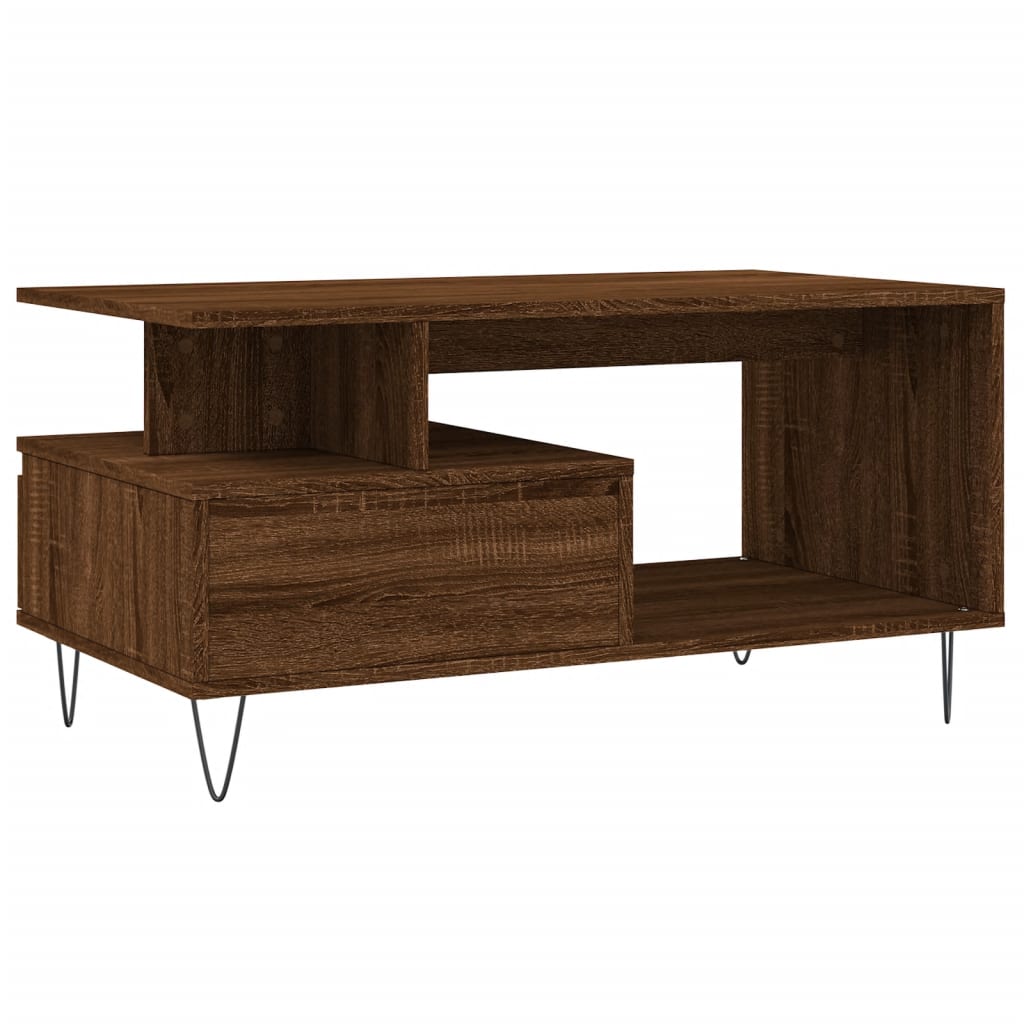 Tavolino Salotto Rovere Marrone 90x49x45 cm Legno Multistrato | homemem39