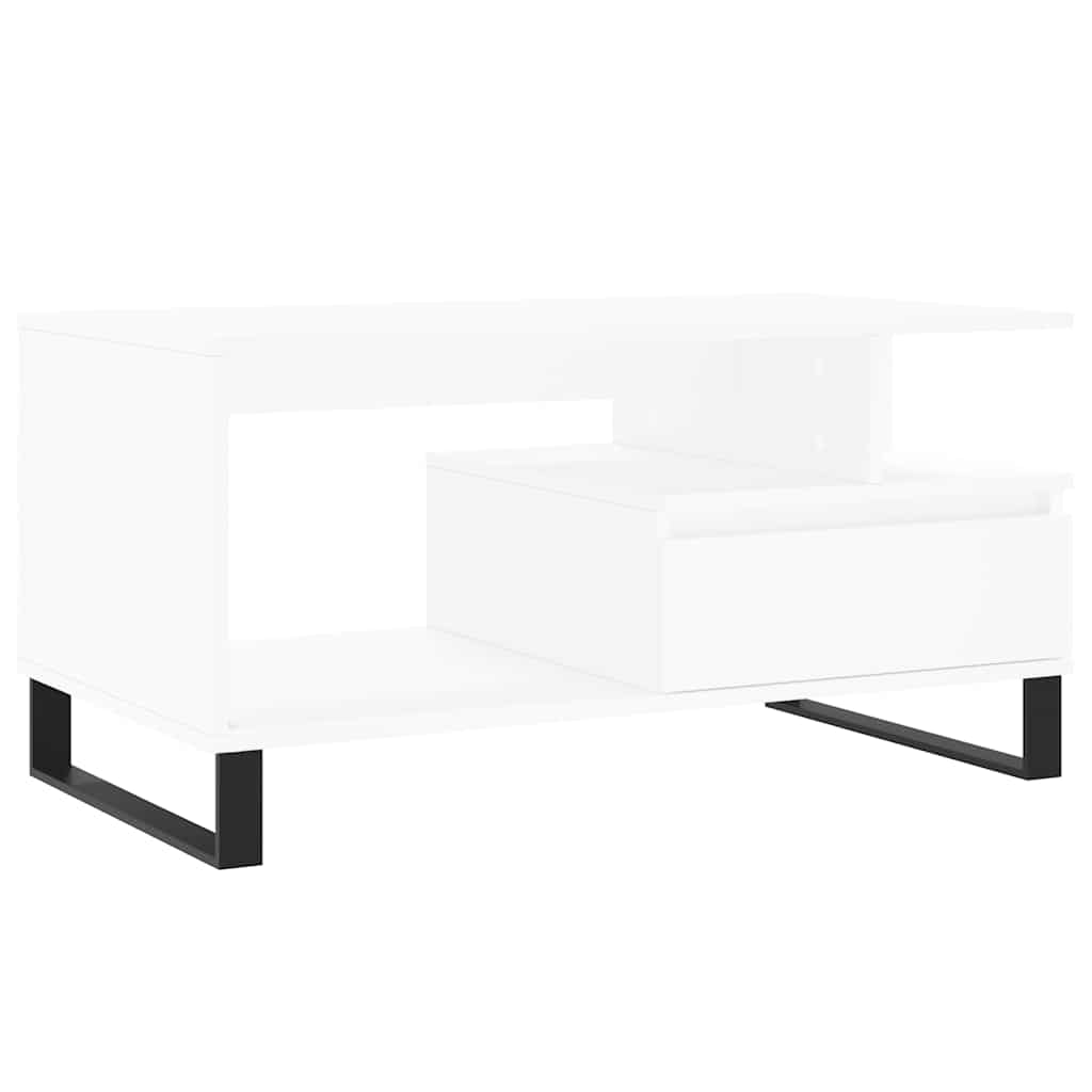 Tavolino da Salotto Bianco 90x49x45 cm in Legno Multistrato | homemem39