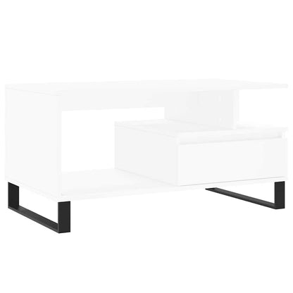 Tavolino da Salotto Bianco 90x49x45 cm in Legno Multistrato | homemem39