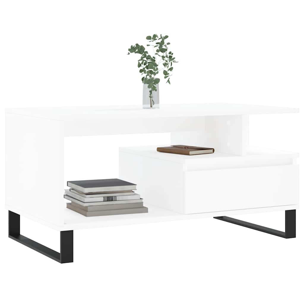 Tavolino da Salotto Bianco 90x49x45 cm in Legno Multistrato | homemem39