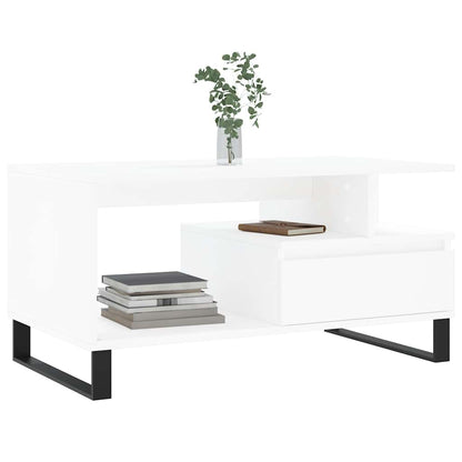 Tavolino da Salotto Bianco 90x49x45 cm in Legno Multistrato | homemem39