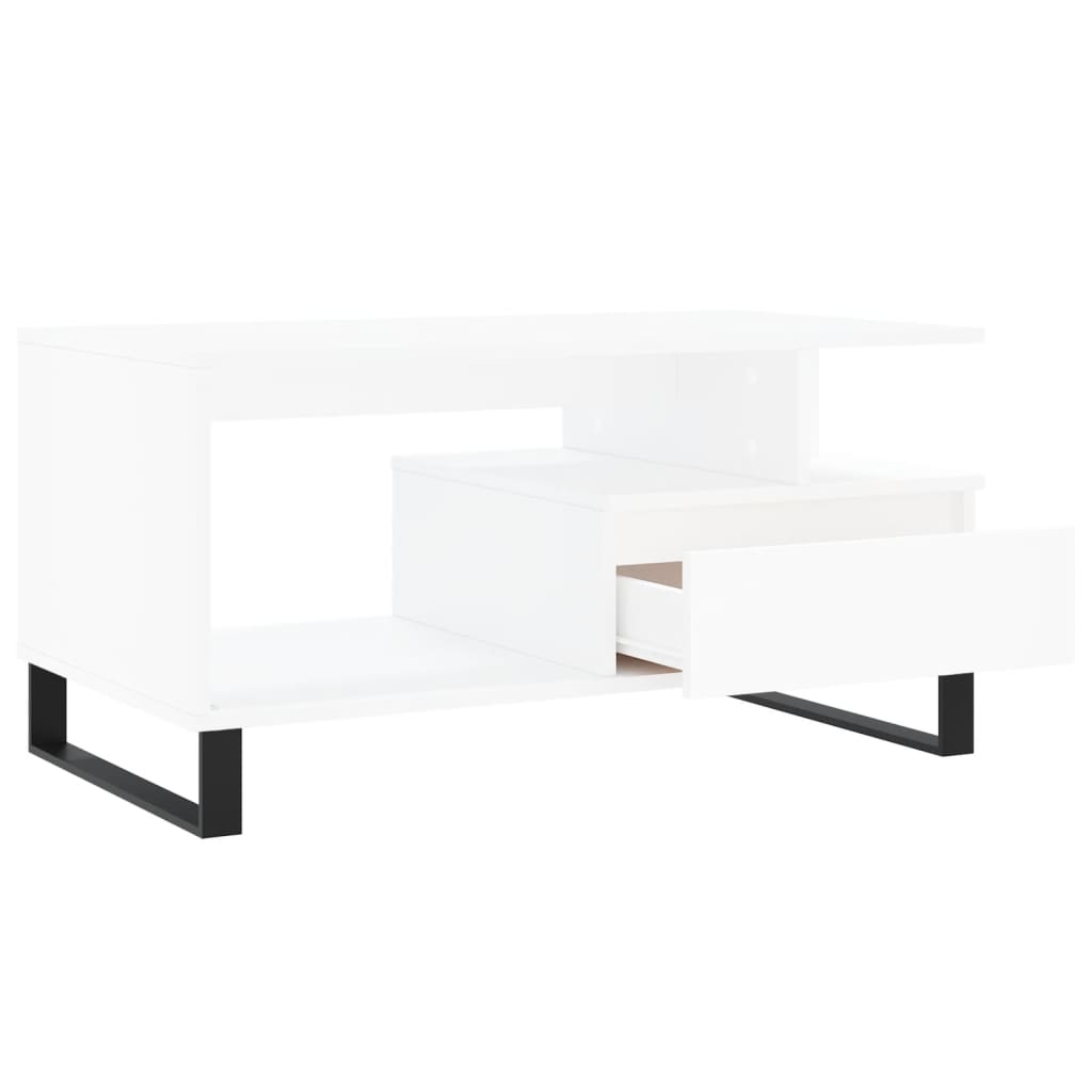 Tavolino da Salotto Bianco 90x49x45 cm in Legno Multistrato | homemem39