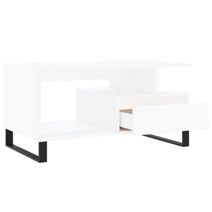 Tavolino da Salotto Bianco 90x49x45 cm in Legno Multistrato | homemem39
