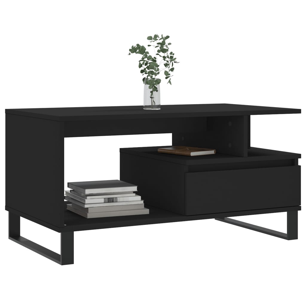 Tavolino da Salotto Nero 90x49x45 cm in Legno Multistrato | homemem39