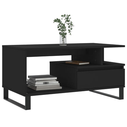 Tavolino da Salotto Nero 90x49x45 cm in Legno Multistrato | homemem39