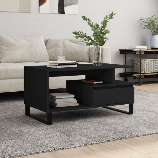 Tavolino da Salotto Nero 90x49x45 cm in Legno Multistrato | homemem39