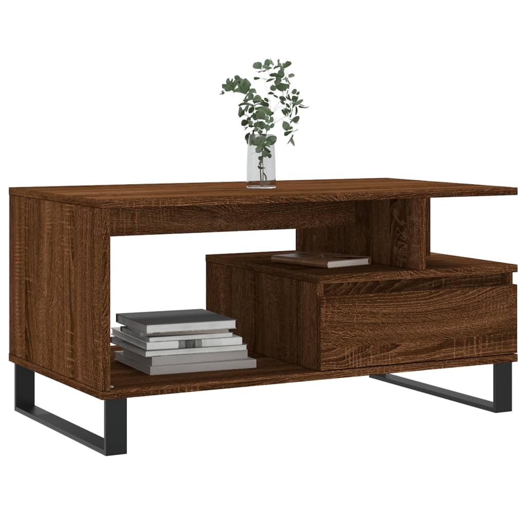 Tavolino Salotto Rovere Marrone 90x49x45 cm Legno Multistrato | homemem39
