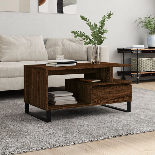 Tavolino Salotto Rovere Marrone 90x49x45 cm Legno Multistrato | homemem39