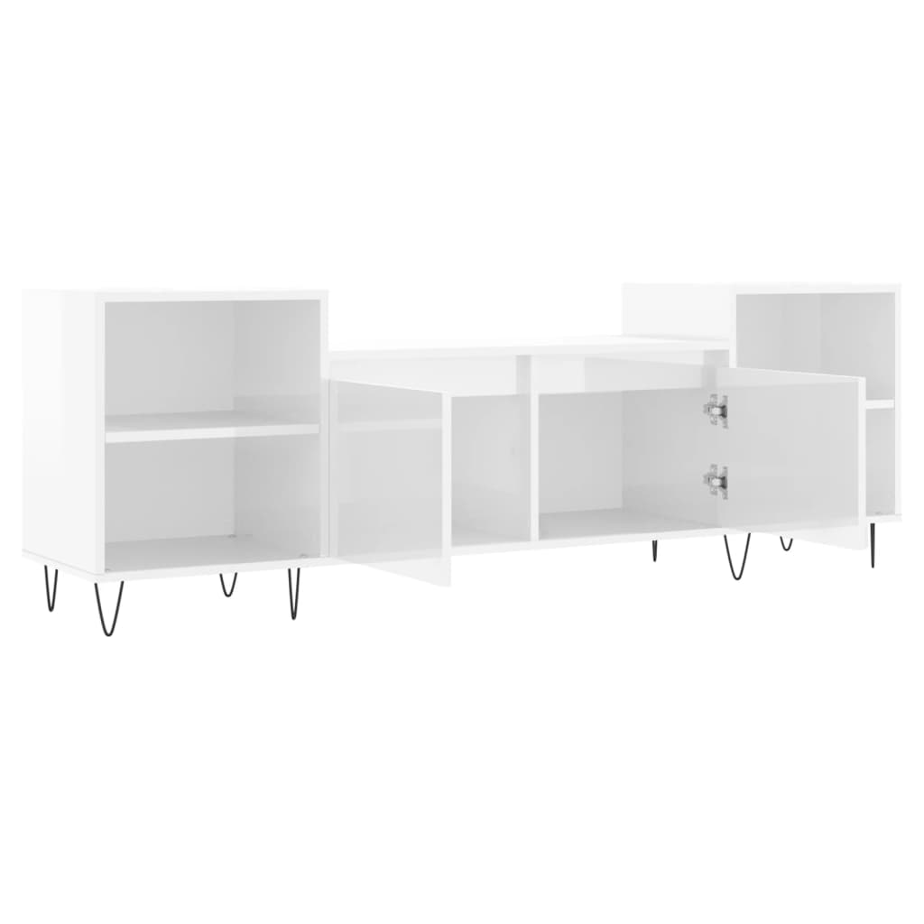 Mobile Porta TV Bianco Lucido 160x35x55 cm in Legno Multistrato - homemem39