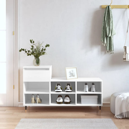 Scarpiera Bianca 102x36x60 cm in Legno Multistrato - homemem39