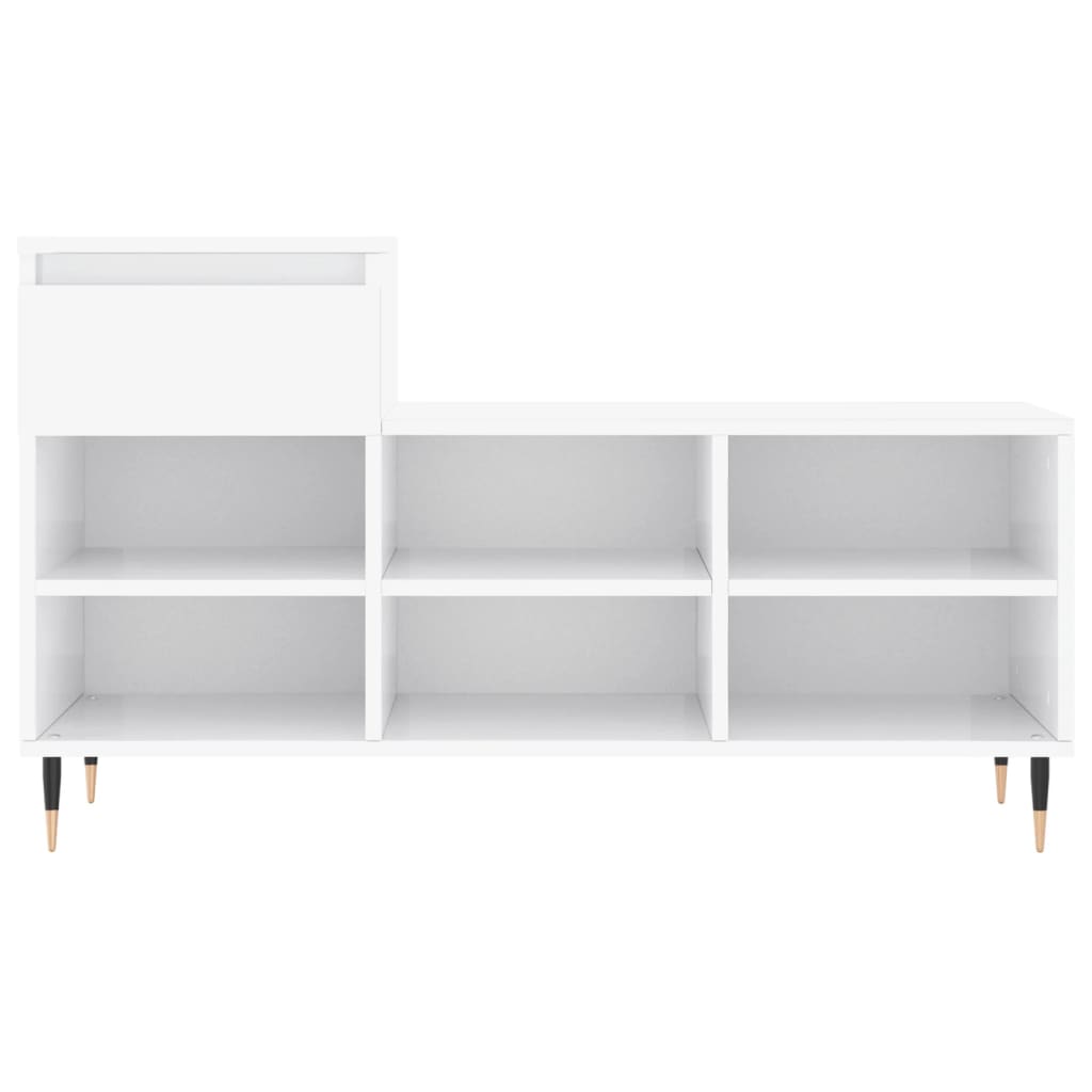 Scarpiera Bianco Lucido 102x36x60 cm in Legno Multistrato - homemem39