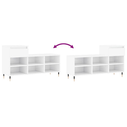 Scarpiera Bianco Lucido 102x36x60 cm in Legno Multistrato - homemem39